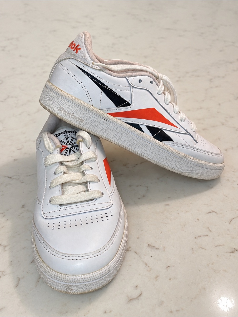 Reebok Club C Revenge White Orange Black Low Top Sneakers